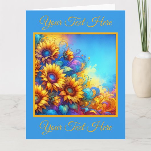 Lebendige Gelbblütengrüße Karte (Vorderseite)