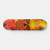 Lebendige gelbe Flammenschädel-Kunst Skateboard (Horizontal)