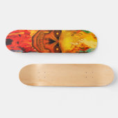 Lebendige gelbe Flammenschädel-Kunst Skateboard (Horizontal)