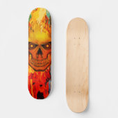 Lebendige gelbe Flammenschädel-Kunst Skateboard (Vorderseite)