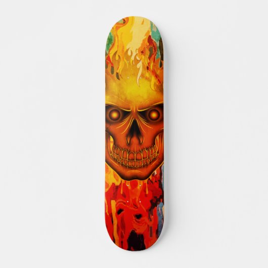 Lebendige gelbe Flammenschädel-Kunst Skateboard (Vorne)