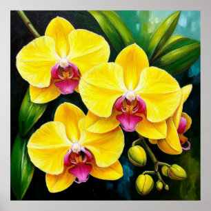 Lebendige Gelbe Orchideen Wohndekoration & Geschen Poster