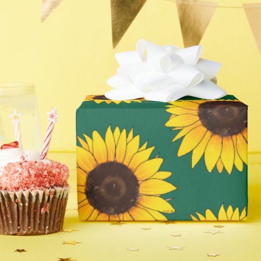 Lebendige gelbe Sonnenblumenblüte Geschenkpapier (Geburtstagsparty)