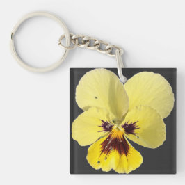 Lebendige gelbe Stiefmütterchen-Blumen-Foto-Acryl- Schlüsselanhänger