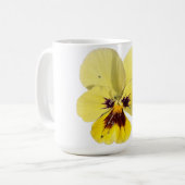 Lebendige gelbe Stiefmütterchen-Blumen-Foto-Kaffee Kaffeetasse (Vorderseite Links)