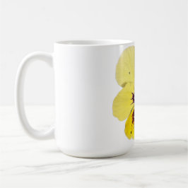 Lebendige gelbe Stiefmütterchen-Blumen-Foto-Kaffee Kaffeetasse