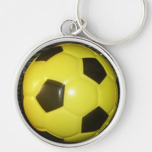 Lebendige gelbe und schwarze Fußball-Kunst Schlüsselanhänger