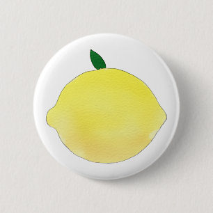 Lebendige gelbe Zitronenillustration Button