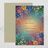 Lebendige Gemalte Wildblumen-Hochzeit Einladung (Vorne/Hinten)