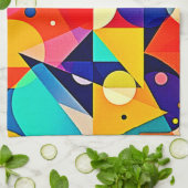Lebendige geometrische abstrakte Kunst Geschirrtuch (Gefaltet)