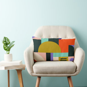 Lebendige geometrische abstrakte Kunst mit kräftig Lendenkissen
