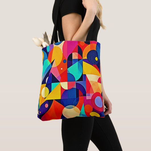 Lebendige geometrische abstrakte Kunst Tasche (Von Nahem)