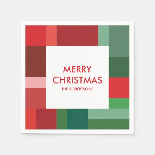 Lebendige geometrische Farbblock-Weihnachtsfeier Serviette (Vorderseite)