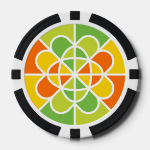 Lebendige geometrische Sonnenstrahlen-Abstrakte Ku Pokerchips