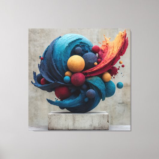 Lebendige, gerissene Kugel, explosive Farbsculptur Leinwanddruck (Vorderseite)