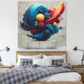 Lebendige, gerissene Kugel, explosive Farbsculptur Leinwanddruck (Insitu (Schlafzimmer))