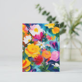 Lebendige gestrichene Blume Feiertagskarte (Stehend Vorderseite)