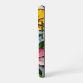 Lebendige Glasmalerei-Blumenpaneele iPhone Hülle (Linke Seite)