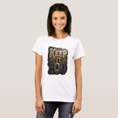 Lebendige Goldene KEEP IT 100 3D-Text-Kunst T-Shirt (Vorne ganz)