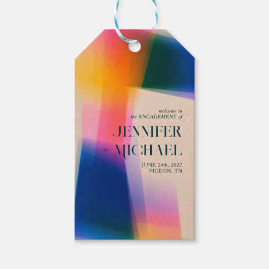 Lebendige Gradient-Hochzeit Geschenkanhänger (Vorderseite)