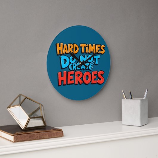 Lebendige Gradient-Typografische Create Heroes  Große Wanduhr (Büro)