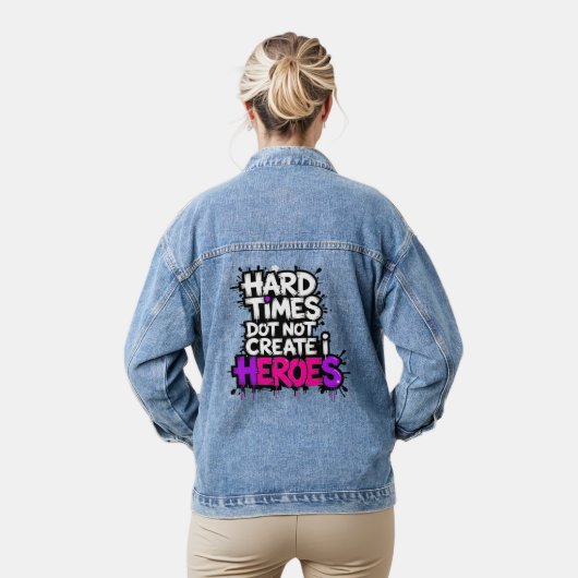 Lebendige Gradient-Typografische Create Heroes Jeansjacke (Modell)