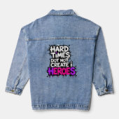 Lebendige Gradient-Typografische Create Heroes Jeansjacke (Rückseite)