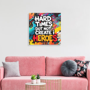 Lebendige Gradient-Typografische Create Heroes  Leinwanddruck