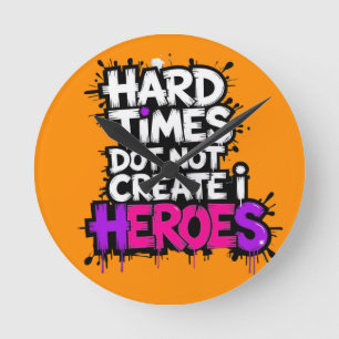 Lebendige Gradient-Typografische Create Heroes Runde Wanduhr