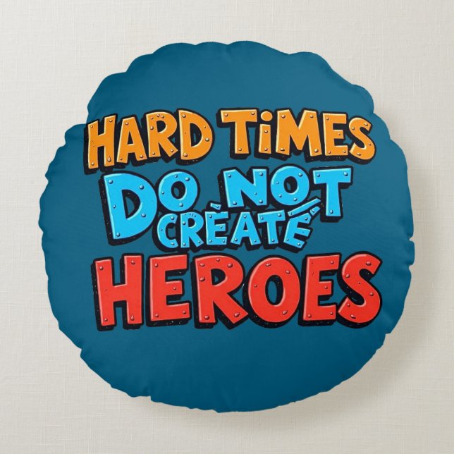 Lebendige Gradient-Typografische Create Heroes  Rundes Kissen (Vorderseite)