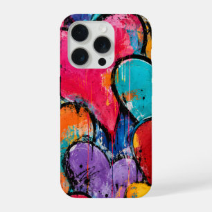 Lebendige Graffiti-Herzen in Rosa und Türkis iPhone 15 Pro Hülle