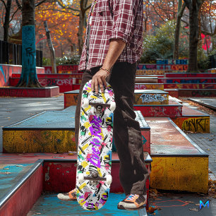Lebendige Graffiti & Neon Grün 'Lebe um zu fahren' Skateboard