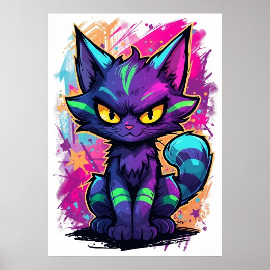 Lebendige Graffiti- Street Art-Katze Poster (Vorne)