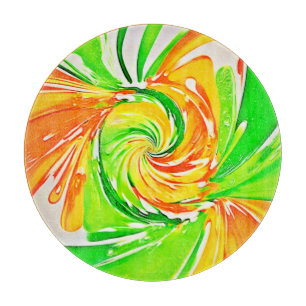 Lebendige Grün-Orange-Wirbel-Kunst Schneidebrett