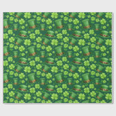 Lebendige grüne Shamrock-Leprechaun-Musterkunst Geschenkpapier (Flach)