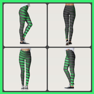 Lebendige grüne und schwarze Streifen Leggings