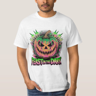 Lebendige Gruselpumpkin Pop Art T-Shirt