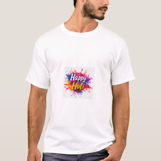 Lebendige Happy Holi Farbige Pulver-Spritzer-Typog T-Shirt