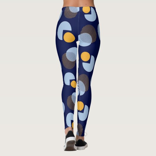 "Lebendige Harmonie: Blau und Gelb gedruckte Leggi Leggings (Rückseite)