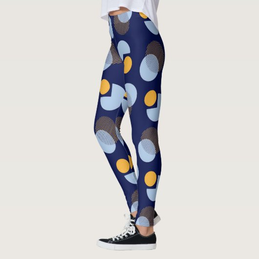 "Lebendige Harmonie: Blau und Gelb gedruckte Leggi Leggings (Links)
