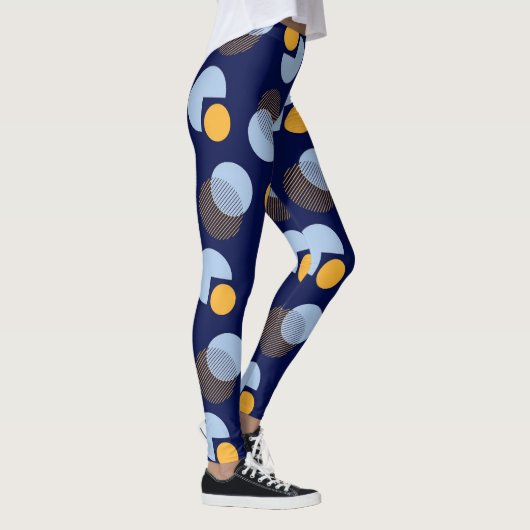 "Lebendige Harmonie: Blau und Gelb gedruckte Leggi Leggings (Rechts)