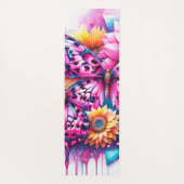 Lebendige Harmonie: Schmetterling und Sonnenblumen Yogamatte (Rückseite)