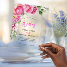 Lebendige heiße rosa florale Acryl-Hochzeit