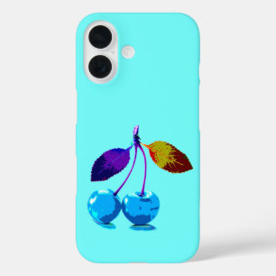 Lebendige hellblaue Kirschen iPhone 16 Hülle