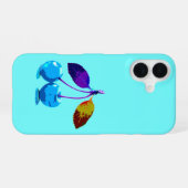 Lebendige hellblaue Kirschen iPhone 16 Hülle (Rückseite (Horizontal))