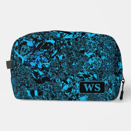 Lebendige Hellblaue Monogramm-Kosmetiktasche Waschbeutel (Vorderseite)