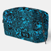 Lebendige Hellblaue Monogramm-Kosmetiktasche Waschbeutel (Rechte Ecke)