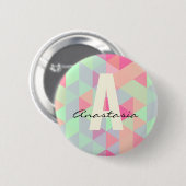 Lebendige helle Farbmonogramm und Name Button (Vorne & Hinten)