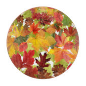 Lebendige Herbst-Blätter-Collage Schneidebrett (Vorderseite)