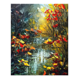 Lebendige Herbstlandschaft am Fluss Fotodruck